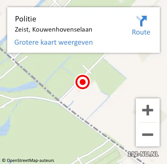 Locatie op kaart van de 112 melding: Politie Zeist, Kouwenhovenselaan op 1 juli 2024 13:14