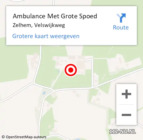 Locatie op kaart van de 112 melding: Ambulance Met Grote Spoed Naar Zelhem, Velswijkweg op 11 oktober 2014 13:24