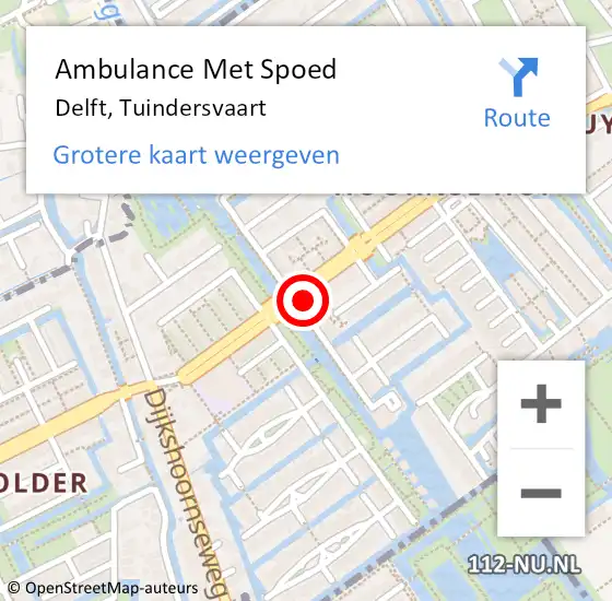 Locatie op kaart van de 112 melding: Ambulance Met Spoed Naar Delft, Tuindersvaart op 1 juli 2024 13:30