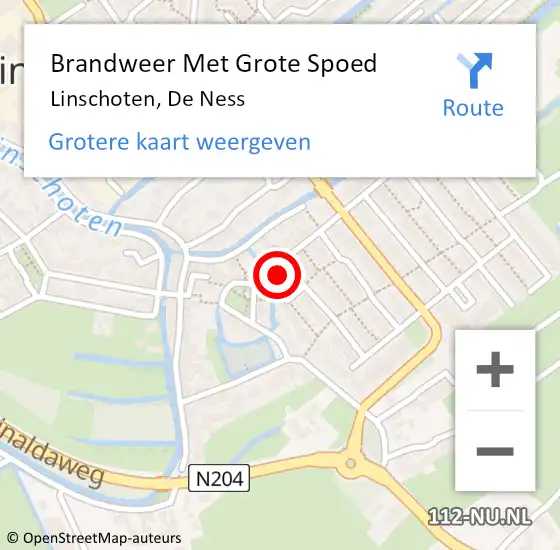 Locatie op kaart van de 112 melding: Brandweer Met Grote Spoed Naar Linschoten, De Ness op 1 juli 2024 13:41