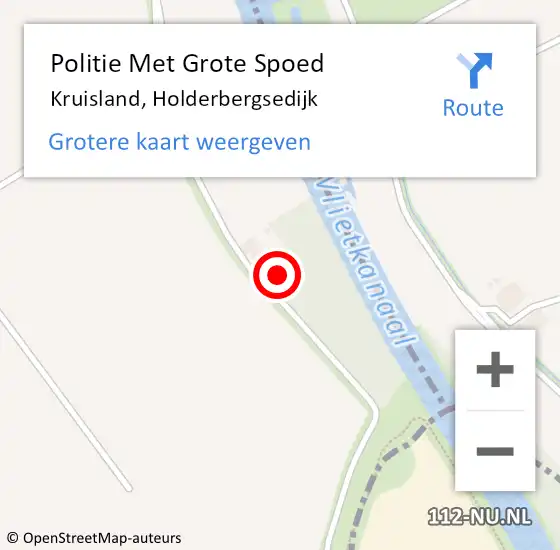 Locatie op kaart van de 112 melding: Politie Met Grote Spoed Naar Kruisland, Holderbergsedijk op 1 juli 2024 13:42