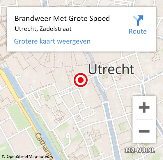 Locatie op kaart van de 112 melding: Brandweer Met Grote Spoed Naar Utrecht, Zadelstraat op 1 juli 2024 13:45