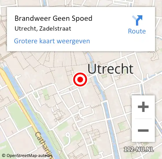 Locatie op kaart van de 112 melding: Brandweer Geen Spoed Naar Utrecht, Zadelstraat op 1 juli 2024 13:46