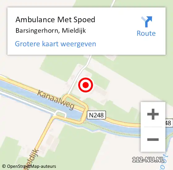 Locatie op kaart van de 112 melding: Ambulance Met Spoed Naar Barsingerhorn, Mieldijk op 1 juli 2024 13:51