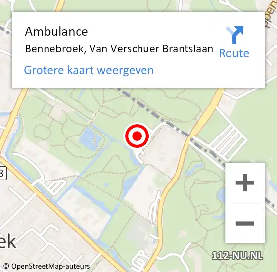 Locatie op kaart van de 112 melding: Ambulance Bennebroek, Van Verschuer Brantslaan op 1 juli 2024 13:54