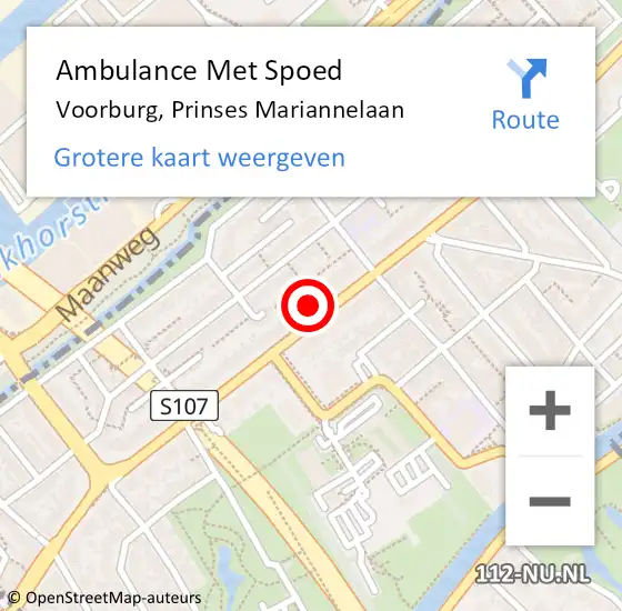 Locatie op kaart van de 112 melding: Ambulance Met Spoed Naar Voorburg, Prinses Mariannelaan op 1 juli 2024 14:09