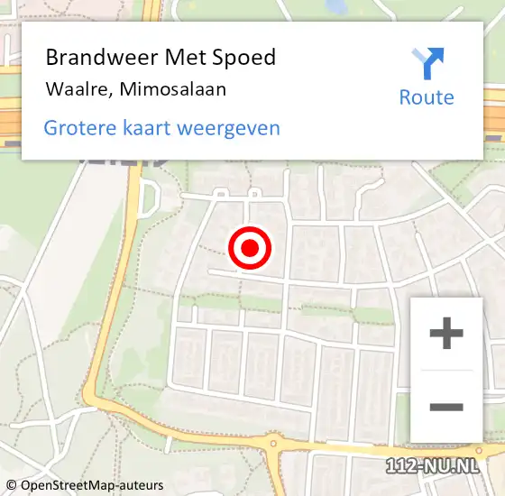 Locatie op kaart van de 112 melding: Brandweer Met Spoed Naar Waalre, Mimosalaan op 1 juli 2024 14:14