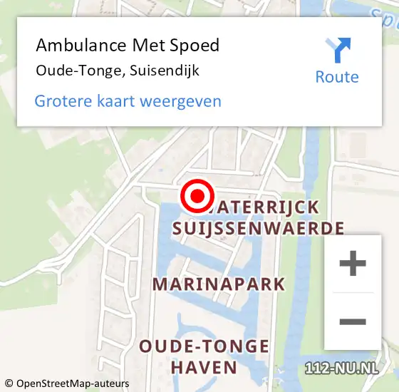 Locatie op kaart van de 112 melding: Ambulance Met Spoed Naar Oude-Tonge, Suisendijk op 1 juli 2024 14:21