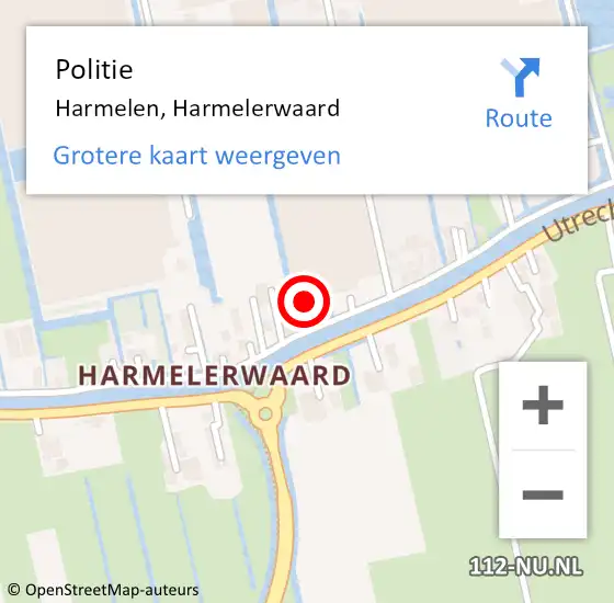 Locatie op kaart van de 112 melding: Politie Harmelen, Harmelerwaard op 1 juli 2024 14:28