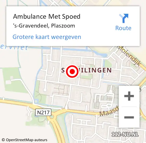 Locatie op kaart van de 112 melding: Ambulance Met Spoed Naar 's-Gravendeel, Plaszoom op 1 juli 2024 14:36