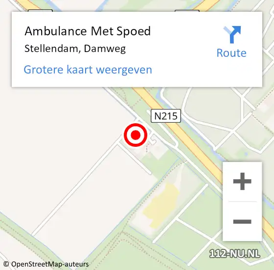 Locatie op kaart van de 112 melding: Ambulance Met Spoed Naar Stellendam, Damweg op 1 juli 2024 14:39