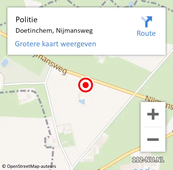 Locatie op kaart van de 112 melding: Politie Doetinchem, Nijmansweg op 1 juli 2024 14:41