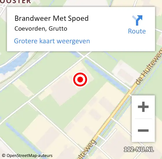 Locatie op kaart van de 112 melding: Brandweer Met Spoed Naar Coevorden, Grutto op 1 juli 2024 14:44