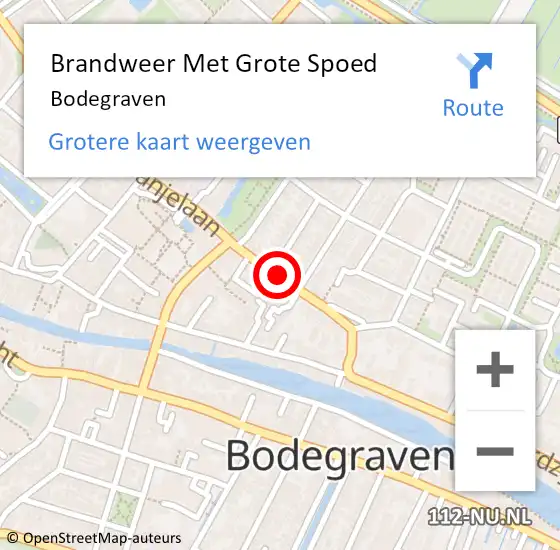 Locatie op kaart van de 112 melding: Brandweer Met Grote Spoed Naar Bodegraven op 1 juli 2024 14:46