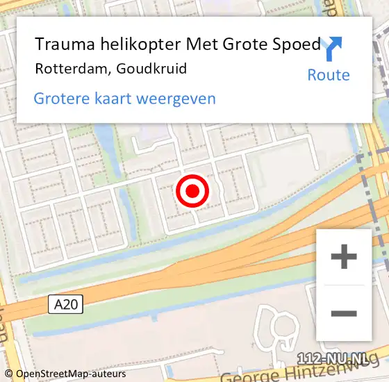 Locatie op kaart van de 112 melding: Trauma helikopter Met Grote Spoed Naar Rotterdam, Goudkruid op 1 juli 2024 14:53