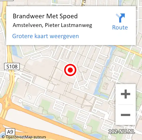 Locatie op kaart van de 112 melding: Brandweer Met Spoed Naar Amstelveen, Pieter Lastmanweg op 1 juli 2024 15:02