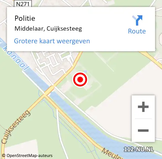 Locatie op kaart van de 112 melding: Politie Mook, Cuijksesteeg op 1 juli 2024 15:06