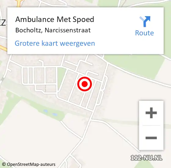 Locatie op kaart van de 112 melding: Ambulance Met Spoed Naar Bocholtz, Narcissenstraat op 11 oktober 2014 13:36