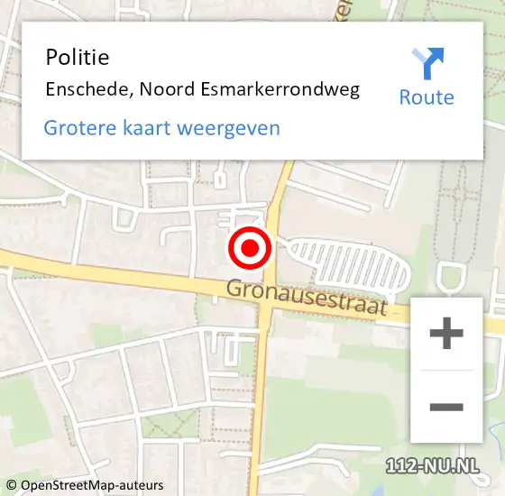 Locatie op kaart van de 112 melding: Politie Enschede, Noord Esmarkerrondweg op 1 juli 2024 15:21