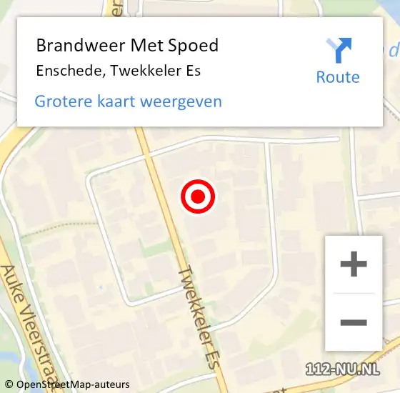 Locatie op kaart van de 112 melding: Brandweer Met Spoed Naar Enschede, Twekkeler Es op 1 juli 2024 15:27