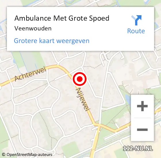 Locatie op kaart van de 112 melding: Ambulance Met Grote Spoed Naar Veenwouden op 1 juli 2024 15:29