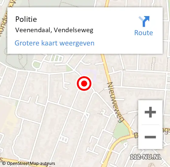 Locatie op kaart van de 112 melding: Politie Veenendaal, Vendelseweg op 1 juli 2024 15:41