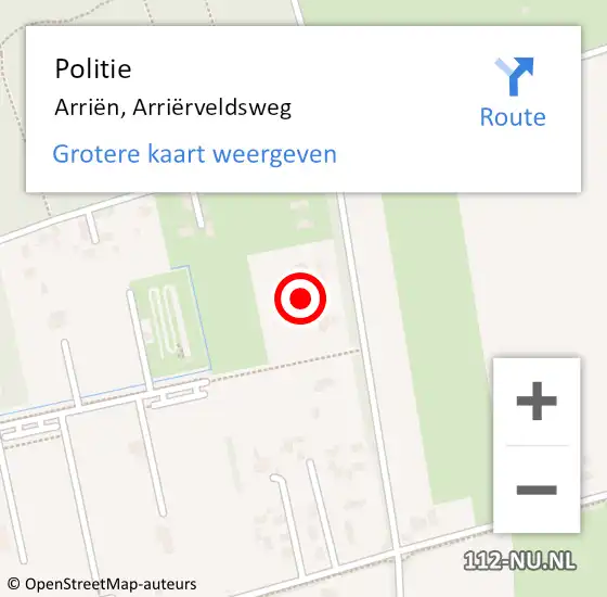 Locatie op kaart van de 112 melding: Politie Arriën, Arriërveldsweg op 1 juli 2024 15:46