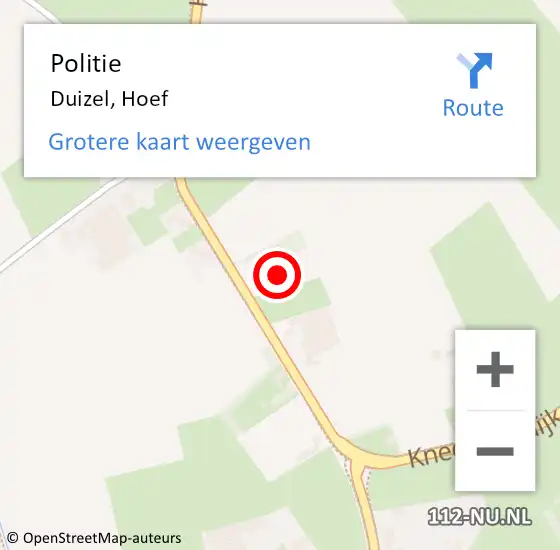 Locatie op kaart van de 112 melding: Politie Duizel, Hoef op 1 juli 2024 15:51