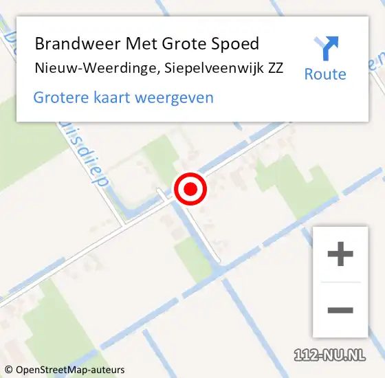 Locatie op kaart van de 112 melding: Brandweer Met Grote Spoed Naar Nieuw-Weerdinge, Siepelveenwijk ZZ op 1 juli 2024 16:00