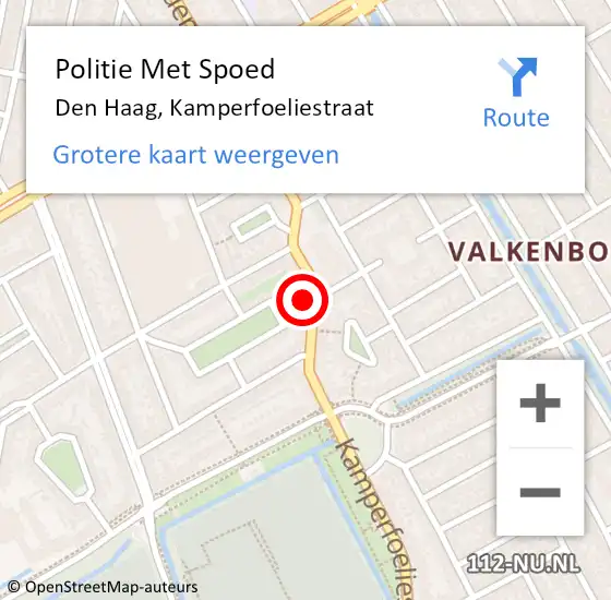 Locatie op kaart van de 112 melding: Politie Met Spoed Naar Den Haag, Kamperfoeliestraat op 1 juli 2024 16:17