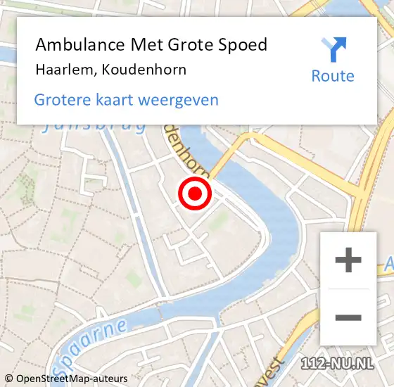 Locatie op kaart van de 112 melding: Ambulance Met Grote Spoed Naar Haarlem, Koudenhorn op 1 juli 2024 16:26