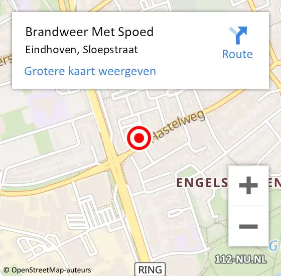 Locatie op kaart van de 112 melding: Brandweer Met Spoed Naar Eindhoven, Sloepstraat op 1 juli 2024 16:39