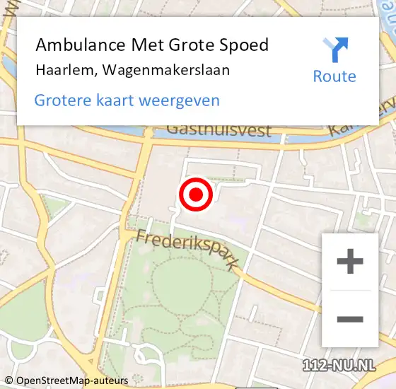 Locatie op kaart van de 112 melding: Ambulance Met Grote Spoed Naar Haarlem, Wagenmakerslaan op 1 juli 2024 16:49