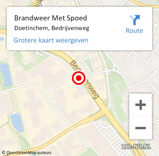 Locatie op kaart van de 112 melding: Brandweer Met Spoed Naar Doetinchem, Bedrijvenweg op 1 juli 2024 16:55