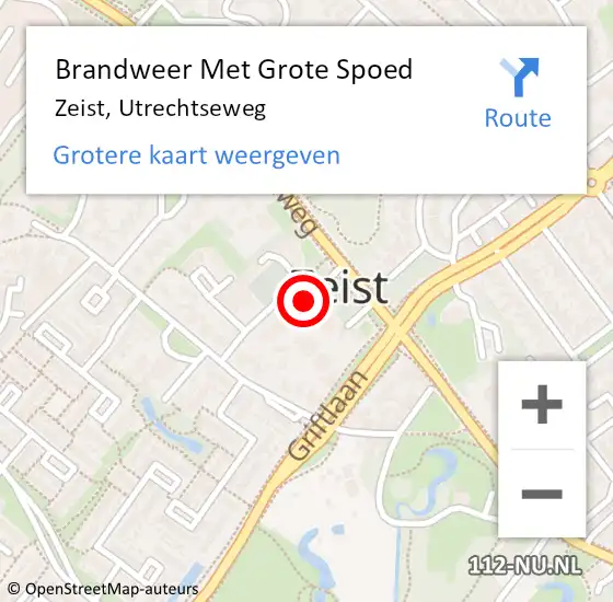 Locatie op kaart van de 112 melding: Brandweer Met Grote Spoed Naar Zeist, Utrechtseweg op 1 juli 2024 17:00