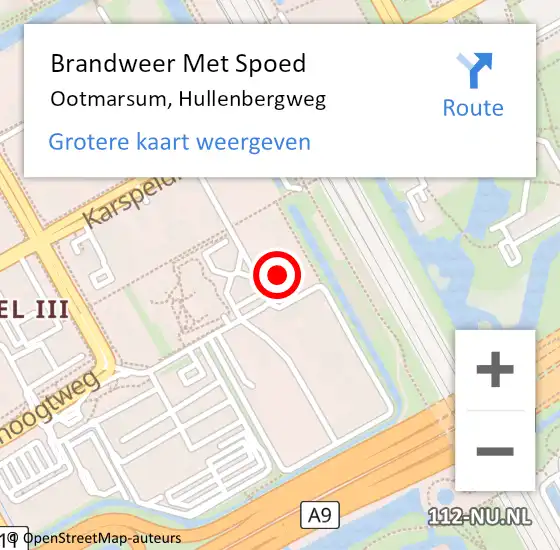 Locatie op kaart van de 112 melding: Brandweer Met Spoed Naar Amsterdam, Hullenbergweg op 1 juli 2024 17:06