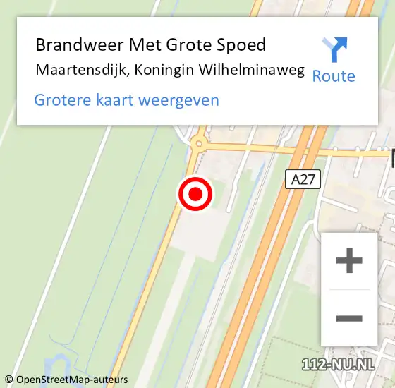 Locatie op kaart van de 112 melding: Brandweer Met Grote Spoed Naar Maartensdijk, Koningin Wilhelminaweg op 1 juli 2024 17:10