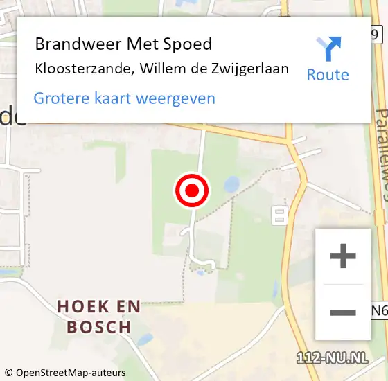 Locatie op kaart van de 112 melding: Brandweer Met Spoed Naar Kloosterzande, Willem de Zwijgerlaan op 1 juli 2024 17:12