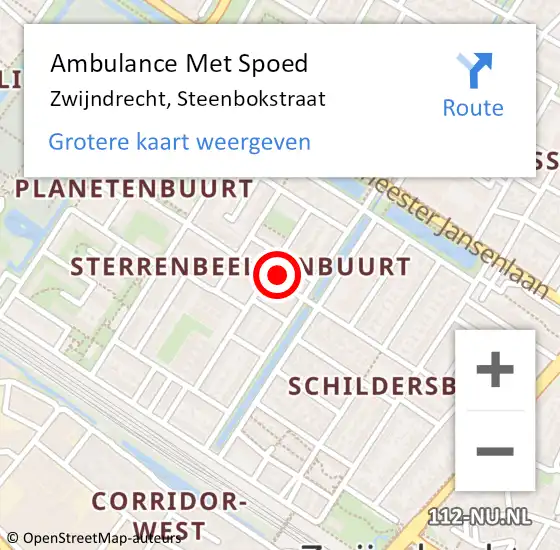 Locatie op kaart van de 112 melding: Ambulance Met Spoed Naar Zwijndrecht, Steenbokstraat op 1 juli 2024 17:25