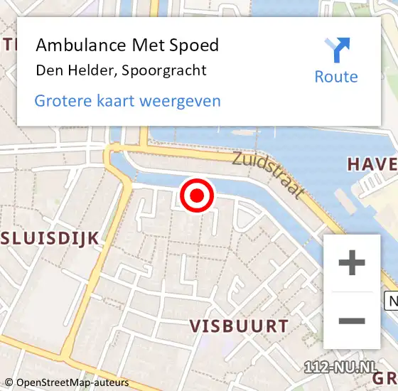 Locatie op kaart van de 112 melding: Ambulance Met Spoed Naar Den Helder, Spoorgracht op 1 juli 2024 17:26