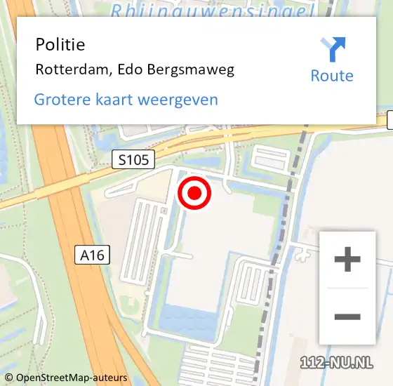 Locatie op kaart van de 112 melding: Politie Rotterdam, Edo Bergsmaweg op 1 juli 2024 17:29