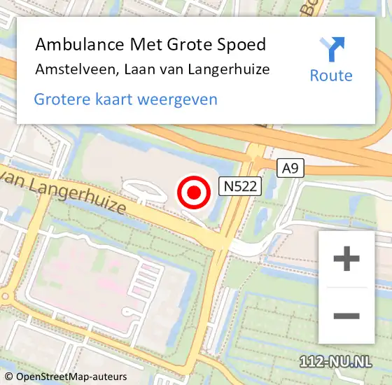 Locatie op kaart van de 112 melding: Ambulance Met Grote Spoed Naar Amstelveen, Laan van Langerhuize op 1 juli 2024 17:37