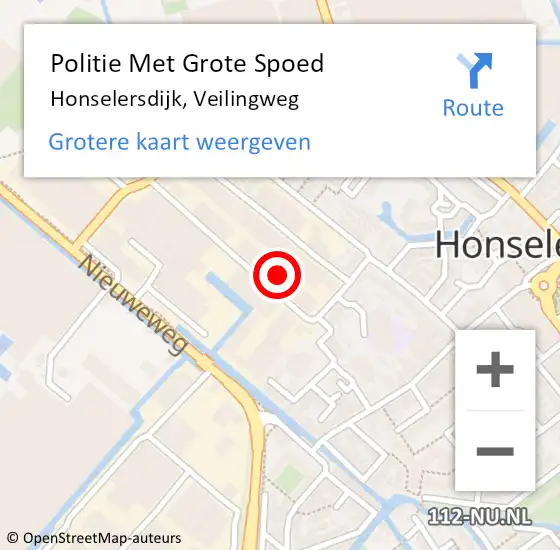 Locatie op kaart van de 112 melding: Politie Met Grote Spoed Naar Honselersdijk, Veilingweg op 1 juli 2024 17:46