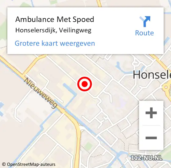 Locatie op kaart van de 112 melding: Ambulance Met Spoed Naar Honselersdijk, Veilingweg op 1 juli 2024 17:46