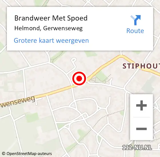 Locatie op kaart van de 112 melding: Brandweer Met Spoed Naar Helmond, Gerwenseweg op 1 juli 2024 17:49