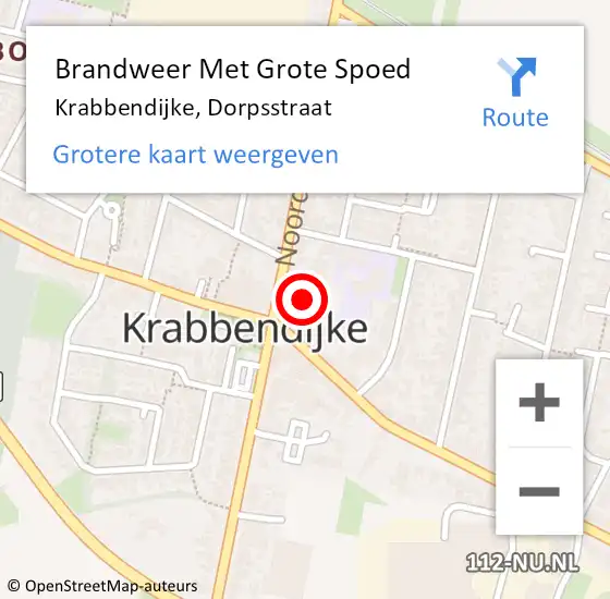 Locatie op kaart van de 112 melding: Brandweer Met Grote Spoed Naar Krabbendijke, Dorpsstraat op 1 juli 2024 18:04