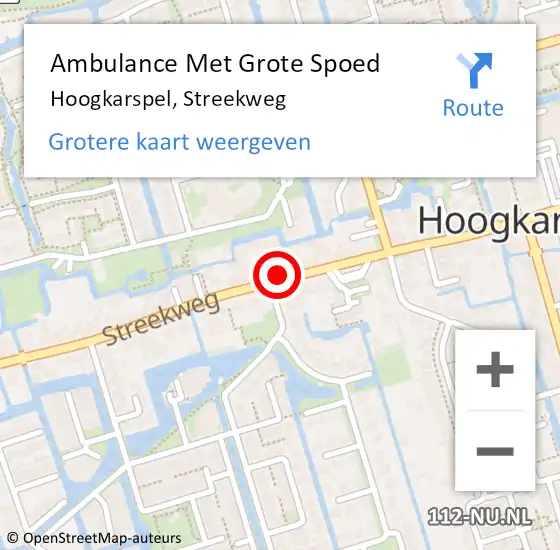 Locatie op kaart van de 112 melding: Ambulance Met Grote Spoed Naar Hoogkarspel, Streekweg op 1 juli 2024 18:25