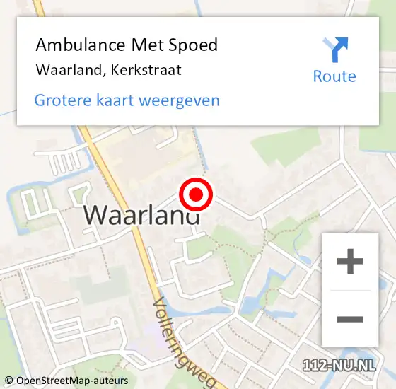 Locatie op kaart van de 112 melding: Ambulance Met Spoed Naar Waarland, Kerkstraat op 1 juli 2024 18:33