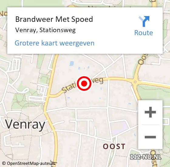 Locatie op kaart van de 112 melding: Brandweer Met Spoed Naar Venray, Stationsweg op 1 juli 2024 18:37