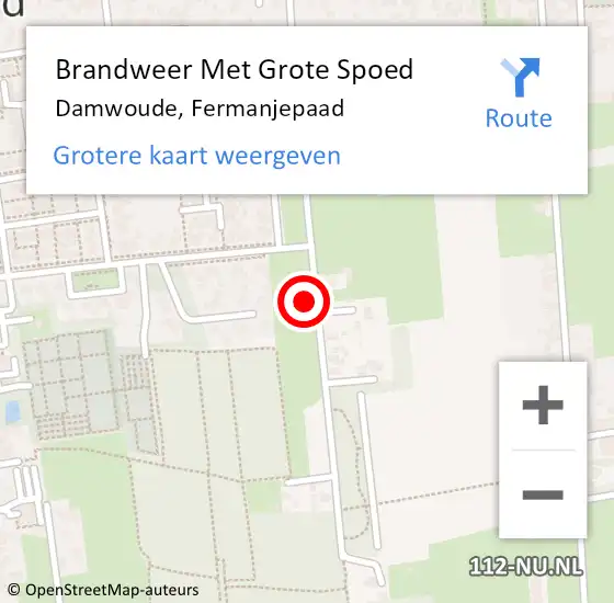 Locatie op kaart van de 112 melding: Brandweer Met Grote Spoed Naar Damwoude, Fermanjepaad op 1 juli 2024 19:02